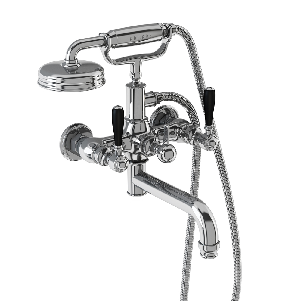 Arcade Bath shower mixer wall-mounted - chrome with black lever
